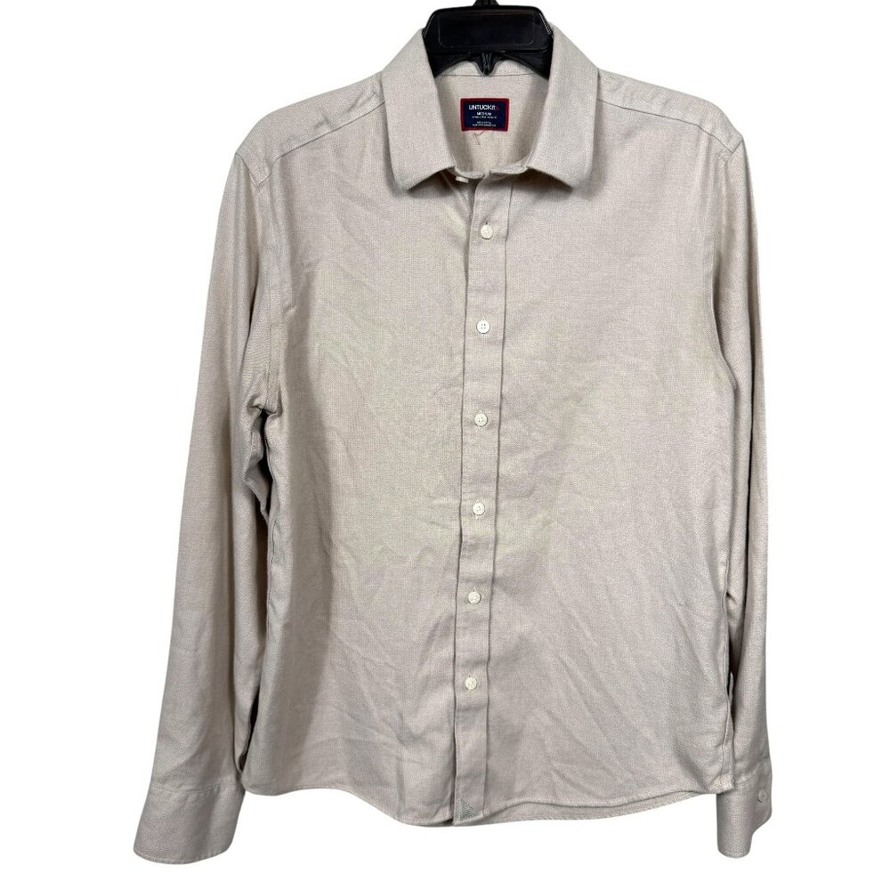 UNTUCKit Wrinkle Free Veneto Shirt Mens Medium Beige Button Up Preppy Supersoft
